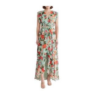 Eliza J Dress High-Low Length Sleevless All Over Floral Print Mint Size 6 NWT